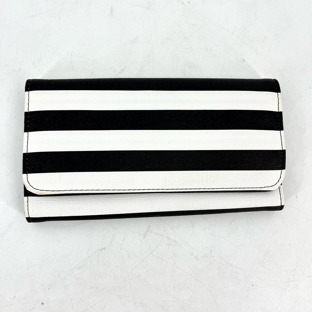 KUT FROM THE KLOTH Tri‎ Fold Vegan Leather Black and White Striped Wallet